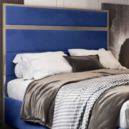 Bentley Upholstered Soft Velvet Metal Bed Frame - Blue - thumbnail 2