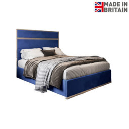 Bentley Upholstered Soft Velvet Metal Bed Frame - Blue - thumbnail 7