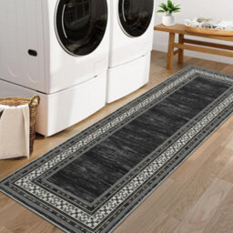 London Boutique Machine Washable Area Rug, Pearl Velvet Polyester Low Pile Non Shedding Collapsible Floor Mat, 120 X 170Cm, Blue - thumbnail 8