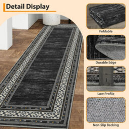 London Boutique Machine Washable Area Rug, Pearl Velvet Polyester Low Pile Non Shedding Collapsible Floor Mat, 120 X 170Cm, Blue - thumbnail 5