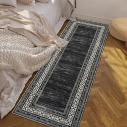 London Boutique Machine Washable Area Rug, Pearl Velvet Polyester Low Pile Non Shedding Collapsible Floor Mat, 120 X 170Cm, Blue - thumbnail 2