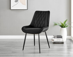Furniturebox Uk Novara 100Cm Round Black Leg Dining Table & 2 Black Pesaro Black Leg Chairs - thumbnail 5