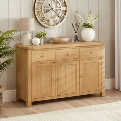The Furniture Market Marbury Oak Large 3 Drawer 3 Door Sideboard - image 1