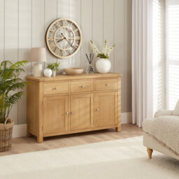 The Furniture Market Marbury Oak Large 3 Drawer 3 Door Sideboard - thumbnail 3