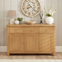 The Furniture Market Marbury Oak Large 3 Drawer 3 Door Sideboard - thumbnail 2