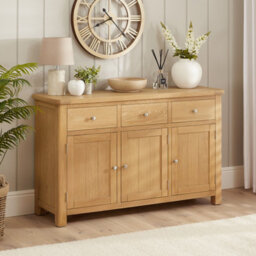 The Furniture Market Marbury Oak Large 3 Drawer 3 Door Sideboard - thumbnail 1