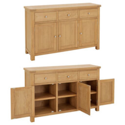 The Furniture Market Marbury Oak Large 3 Drawer 3 Door Sideboard - thumbnail 4