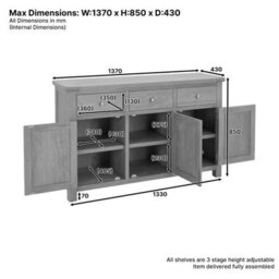 The Furniture Market Marbury Oak Large 3 Drawer 3 Door Sideboard - thumbnail 9