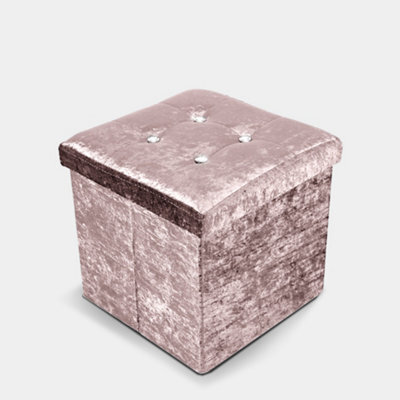 Home Republic Crushed Velvet  Storage Ottoman - One Seater Blush - image 1