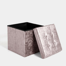 Home Republic Crushed Velvet  Storage Ottoman - One Seater Blush - thumbnail 3