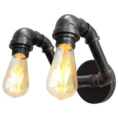 Long Life Lamps Company Twin Vintage Industrial Pipe Wall Light M0191P - image 1