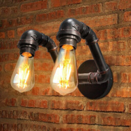 Long Life Lamps Company Twin Vintage Industrial Pipe Wall Light M0191P - thumbnail 8