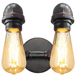 Long Life Lamps Company Twin Vintage Industrial Pipe Wall Light M0191P - thumbnail 6