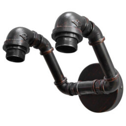 Long Life Lamps Company Twin Vintage Industrial Pipe Wall Light M0191P - thumbnail 3