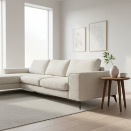 Abakus Direct Venice Chenille Corner Sofa In White Left Facing With Deep Seats And Extra-Wide Padded Arms - thumbnail 2