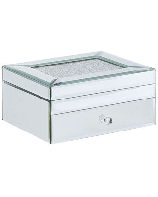 Beliani Aurora Mirrored Jewellery Box Silver 22 X 17 Cm Vanity Organiser With Compartmented Interior - image 1