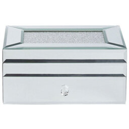 Beliani Aurora Mirrored Jewellery Box Silver 22 X 17 Cm Vanity Organiser With Compartmented Interior - thumbnail 5