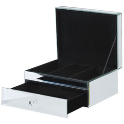 Beliani Aurora Mirrored Jewellery Box Silver 22 X 17 Cm Vanity Organiser With Compartmented Interior - thumbnail 4