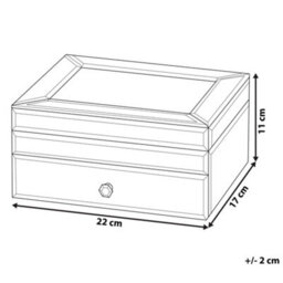 Beliani Aurora Mirrored Jewellery Box Silver 22 X 17 Cm Vanity Organiser With Compartmented Interior - thumbnail 3