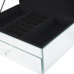 Beliani Aurora Mirrored Jewellery Box Silver 22 X 17 Cm Vanity Organiser With Compartmented Interior - thumbnail 6