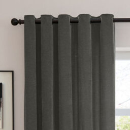 furn. Furn Soft Chenille Blackout Eyelet Curtain Pair, Charcoal, (W) 168 X (D) 183Cm - thumbnail 6