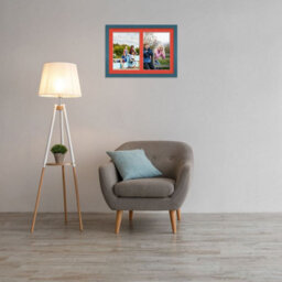 AK Frames 20X14 Navy Blue Modern Multi Photo Frame With Poppy Red Mount - Holds 2 Apertures (2X) A4 Photos - thumbnail 3