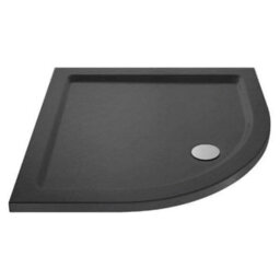 Hudson Reed Pearlstone Quadrant Slimline Textured Grey Slate Effect Shower Tray & Centre Waste, 900 X 900 X 40mm - thumbnail 1