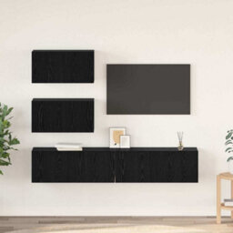 Berkfield Tv Cabinet Set 4 Pcs Black Oak 100 X 30 X 30 Cm Engineered Wood - thumbnail 1