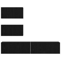 Berkfield Tv Cabinet Set 4 Pcs Black Oak 100 X 30 X 30 Cm Engineered Wood - thumbnail 8
