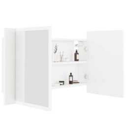 Berkfield Stylish Led Bathroom Mirror Cabinet White 80X12X45 Cm - thumbnail 7