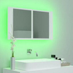 Berkfield Stylish Led Bathroom Mirror Cabinet White 80X12X45 Cm - thumbnail 4