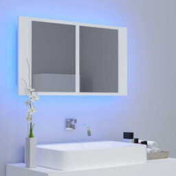 Berkfield Stylish Led Bathroom Mirror Cabinet White 80X12X45 Cm - thumbnail 3