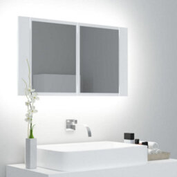 Berkfield Stylish Led Bathroom Mirror Cabinet White 80X12X45 Cm - thumbnail 2