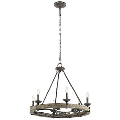 Elegant 6 Bulb Weathered Zinc Chandelier Pendant Light With Led E14