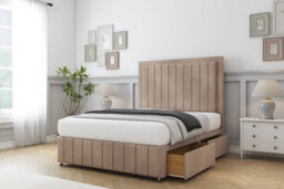 "Comfort Arizona Mink Naples Divan Bed Set 2 Drawers Left Side - 26"" Strutted & 12"" Footboard 4'6 Double" - thumbnail 2