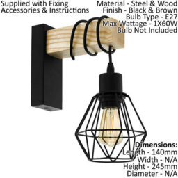 Trendy 9 Bulb Black Cage Pendant Light With 2 Matching Wall Sconces - thumbnail 3