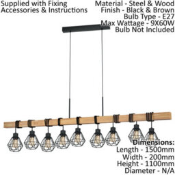 Trendy 9 Bulb Black Cage Pendant Light With 2 Matching Wall Sconces - thumbnail 2