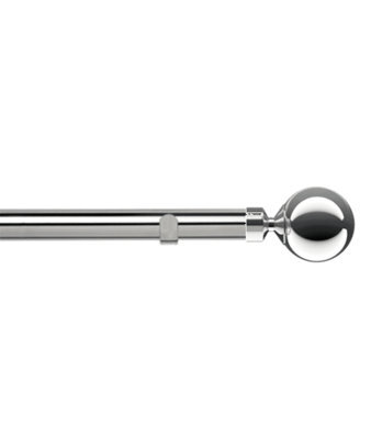 Unknown 28mm Fixed Length Metal Eyelet Curtain Pole Set In Chrome - Met Ball Finial, 60Cm - image 1