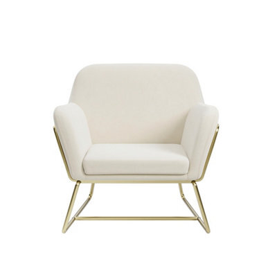 LPD Charles Velvet Cream Armchair Comfortable&relaxed Seating With Brushed Gold Legs - image 1