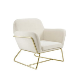 LPD Charles Velvet Cream Armchair Comfortable&relaxed Seating With Brushed Gold Legs - thumbnail 2