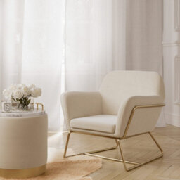 LPD Charles Velvet Cream Armchair Comfortable&relaxed Seating With Brushed Gold Legs - thumbnail 5