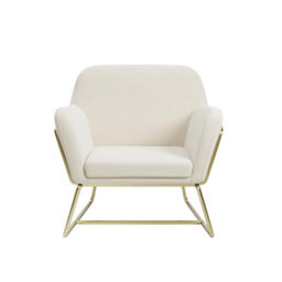 LPD Charles Velvet Cream Armchair Comfortable&relaxed Seating With Brushed Gold Legs