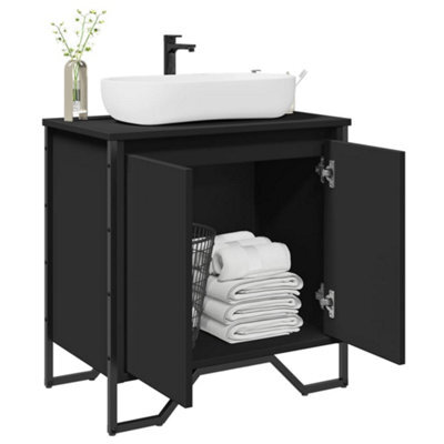 Berkfield Bathroom Sink Cabinet Black 60X35X60 Cm Engineered Wood - image 1