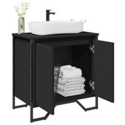 Berkfield Bathroom Sink Cabinet Black 60X35X60 Cm Engineered Wood - thumbnail 1