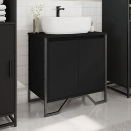 Berkfield Bathroom Sink Cabinet Black 60X35X60 Cm Engineered Wood - thumbnail 3