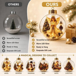 CLEFFNS 6Pcs Glowing Christmas Story Ornament, Light Up Mini Diorama, Warm Led Decor Ready To Hang Miniature Scene In Clear Plastic Ball - thumbnail 2