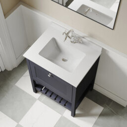 Balterley Coppenhall Bathroom Floor Standing 1 Drawer Vanity & Single Bowl 1 Tap Hole Marble Top, Indigo Blue/white, 600mm - thumbnail 3