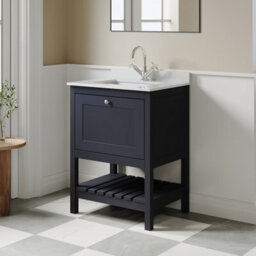 Balterley Coppenhall Bathroom Floor Standing 1 Drawer Vanity & Single Bowl 1 Tap Hole Marble Top, Indigo Blue/white, 600mm - thumbnail 4