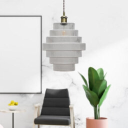 First Choice Lighting Benson - 7 Tier Clear Ribbed Glass Easy Fit Pendant Lightshade - thumbnail 5
