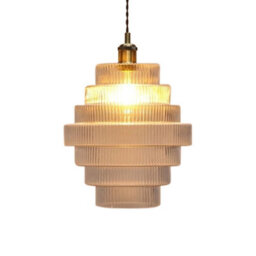 First Choice Lighting Benson - 7 Tier Clear Ribbed Glass Easy Fit Pendant Lightshade - thumbnail 2